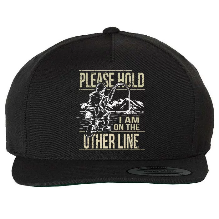 Please Hold I'm On The Other Line Vintage Funny Fishing Wool Snapback Cap