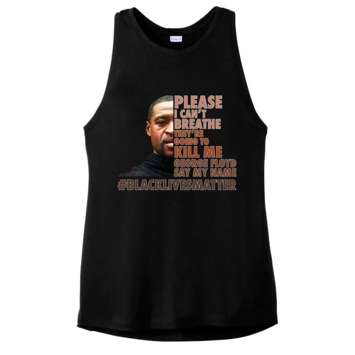 Please I Can't Breathe Geoge Floyd #BLM Ladies Tri-Blend Wicking Tank