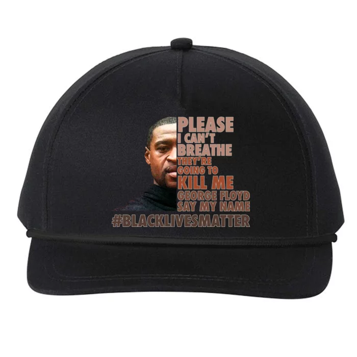 Please I Can't Breathe Geoge Floyd #BLM Snapback Five-Panel Rope Hat