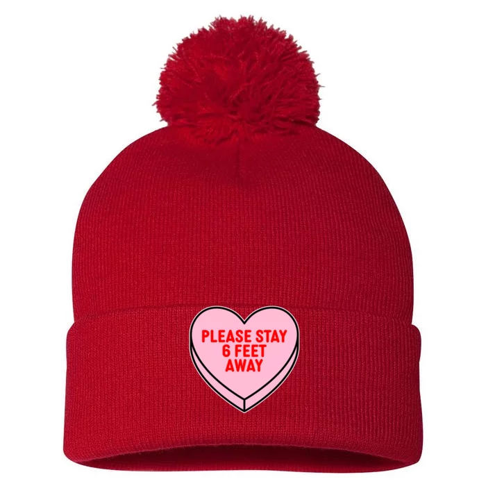 Please Stay 6 Feet Away Quarantine Anti-Valentine Pom Pom 12in Knit Beanie