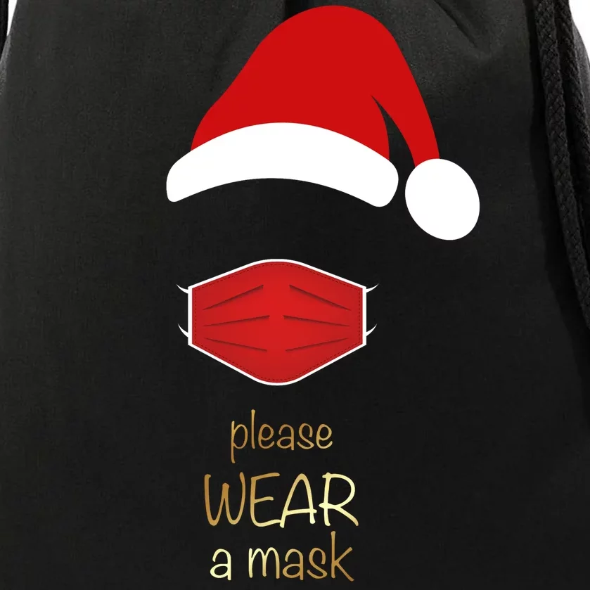 Please Wear A Mask Santa Reminder Drawstring Bag