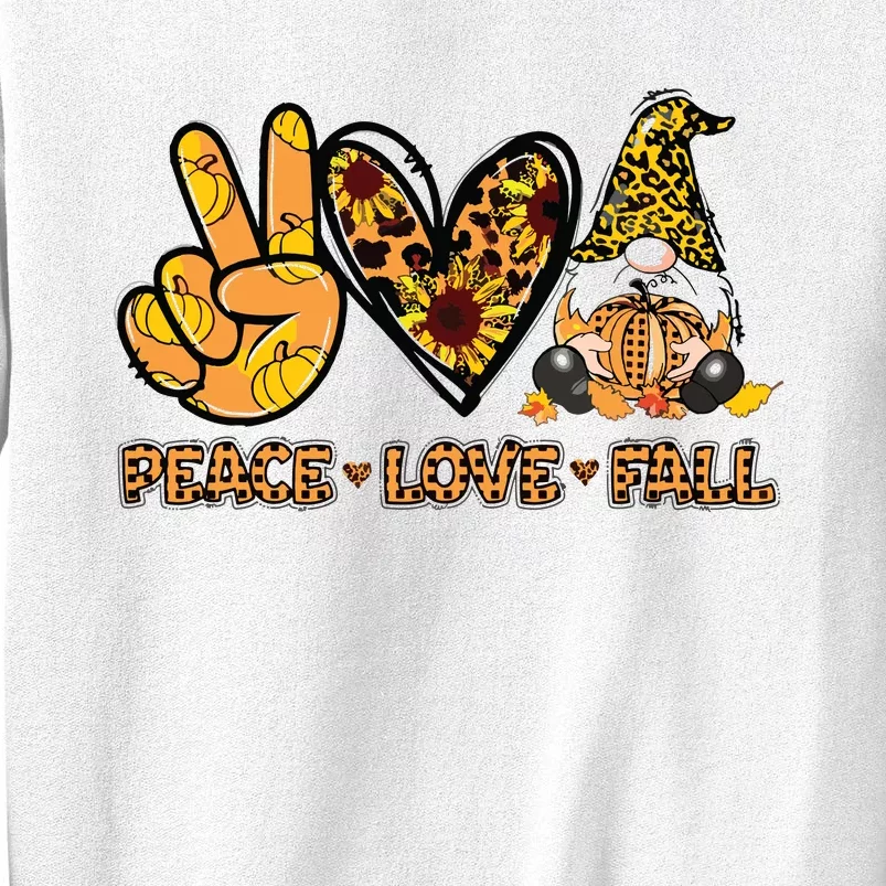 Peace Love Fall Funny Gnome Autumn Lover Pumpkins Halloween Sweatshirt