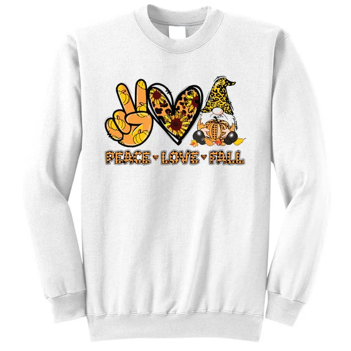 Peace Love Fall Funny Gnome Autumn Lover Pumpkins Halloween Sweatshirt