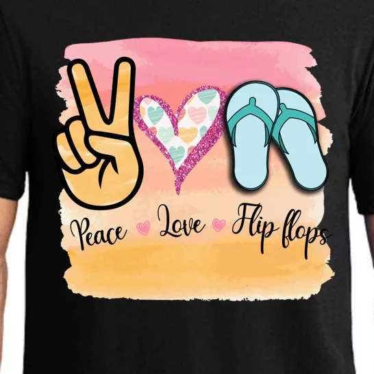 Peace Love Flip Flops Funny Hello Summer Vibes Beach Vacay Funny Gift Pajama Set