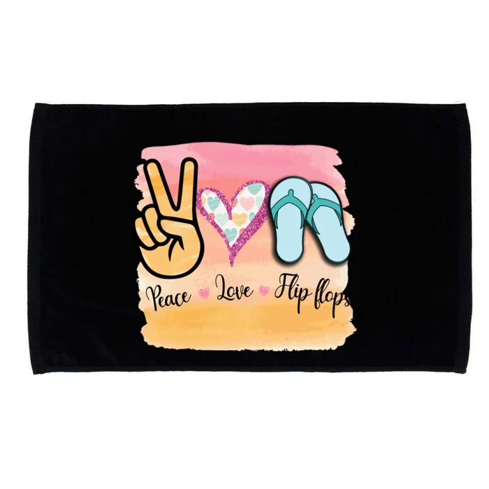 Peace Love Flip Flops Funny Hello Summer Vibes Beach Vacay Funny Gift Microfiber Hand Towel