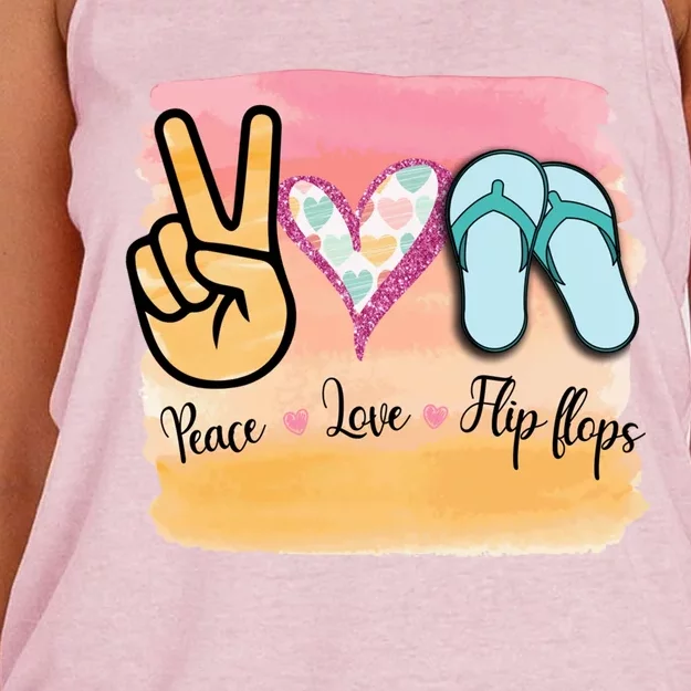 Peace Love Flip Flops Funny Hello Summer Vibes Beach Vacay Funny Gift Women's Knotted Racerback Tank