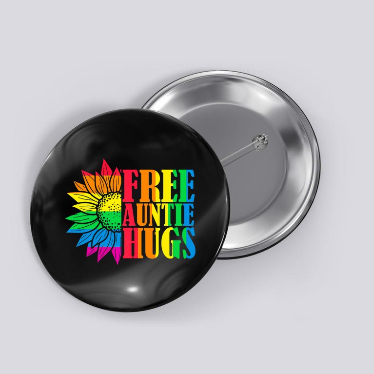 Proud LGBT Free Auntie Hugs LGBT Pride Month Button