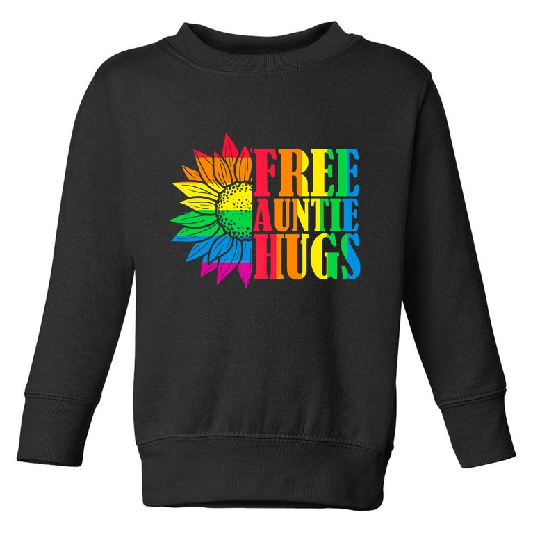Proud LGBT Free Auntie Hugs LGBT Pride Month Toddler Sweatshirt