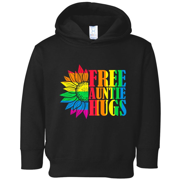 Proud LGBT Free Auntie Hugs LGBT Pride Month Toddler Hoodie