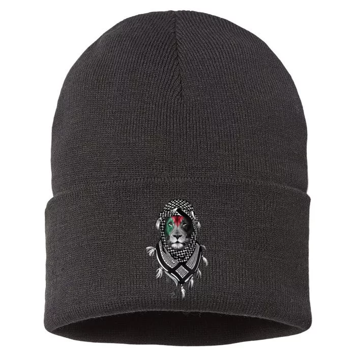 Palestinian Lion Free Palestine Free Gaza Sustainable Knit Beanie