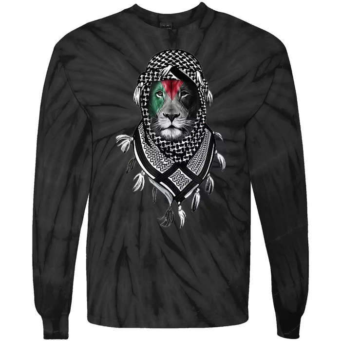 Palestinian Lion Free Palestine Free Gaza Tie-Dye Long Sleeve Shirt