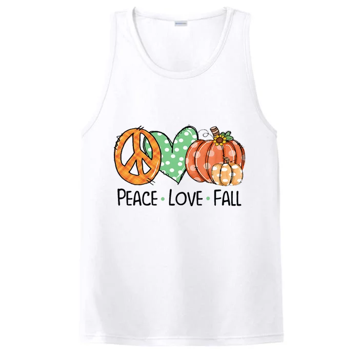 Peace & Love & Fall Pumpkin Autum Happy Fall Thanksgiving Performance Tank