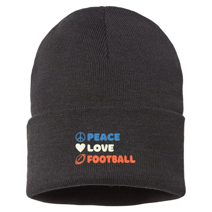 Peace Love Football Footballer Sustainable Knit Beanie