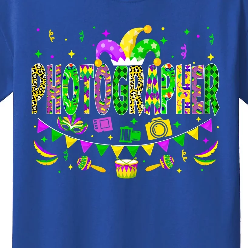 Photographer Lover Funny Mardi Gras Carnival Party Cool Gift Kids T-Shirt