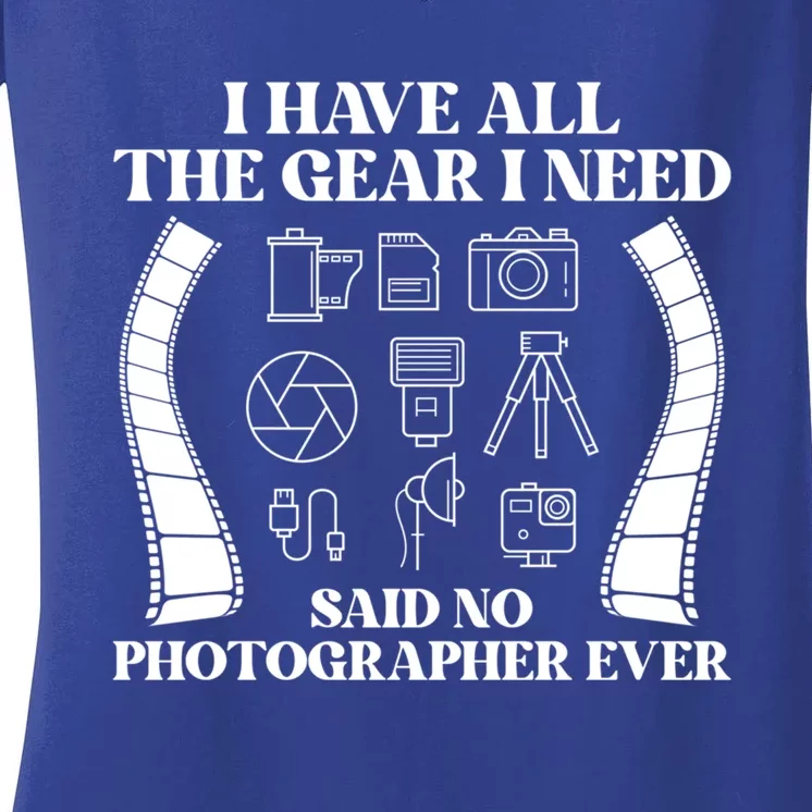 Photography Lover Funny Photo Camera Photographer Gift Women's V-Neck T-Shirt