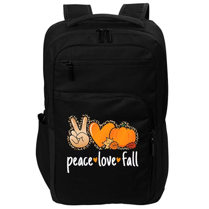 Peace Love Fall Pumpkin Autumn Thanksgiving Impact Tech Backpack