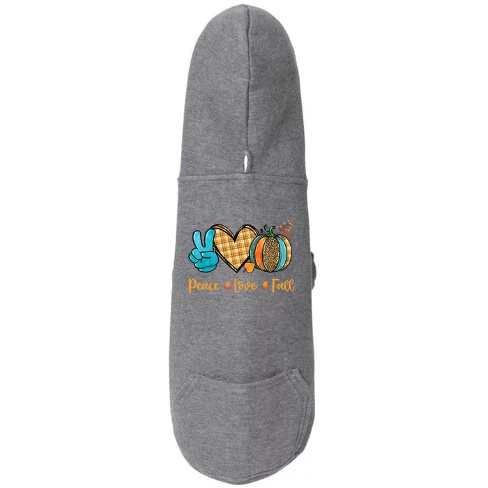 Peace Love Fall Pumpkin Autum Happy Fall Thanksgiving Gift Doggie 3-End Fleece Hoodie