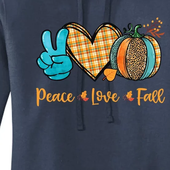 Peace Love Fall Pumpkin Autum Happy Fall Thanksgiving Gift Women's Pullover Hoodie