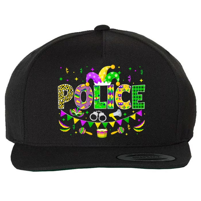 Police Lover Funny Mardi Gras Carnival Party Gift Wool Snapback Cap