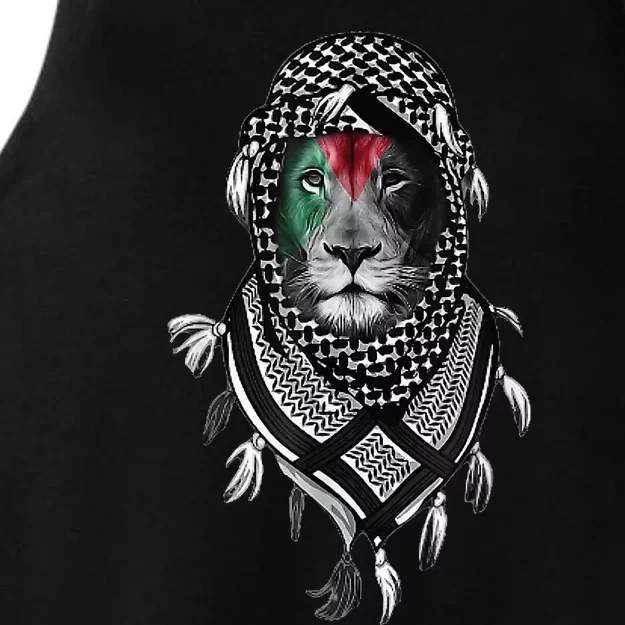 Palestinian Lion Free Palestine Free Gaza Palestine Flag Ladies Tri-Blend Wicking Tank