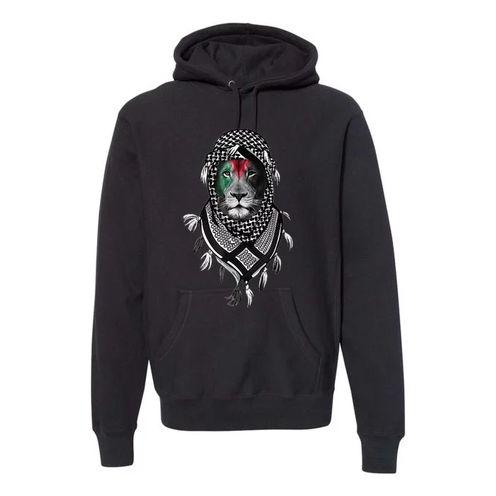 Palestinian Lion Free Palestine Free Gaza Palestine Flag Premium Hoodie