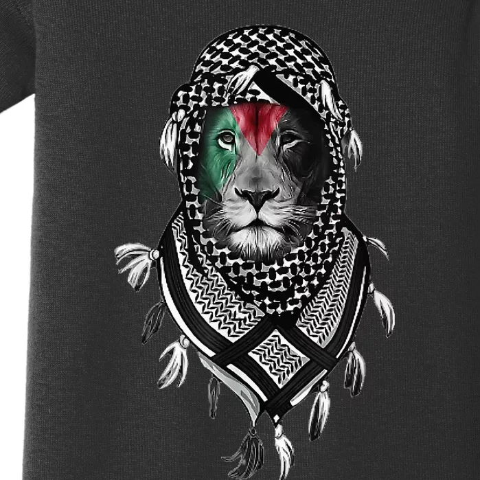 Palestinian Lion Free Palestine Free Gaza Palestine Flag Baby Bodysuit