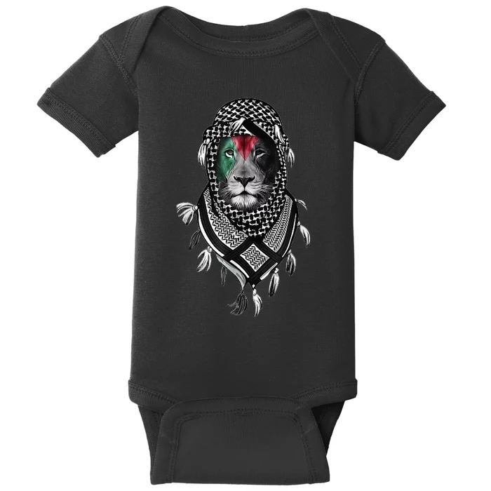 Palestinian Lion Free Palestine Free Gaza Palestine Flag Baby Bodysuit