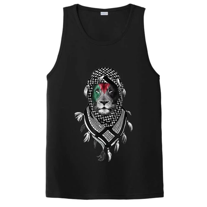 Palestinian Lion Free Palestine Free Gaza Palestine Flag Performance Tank