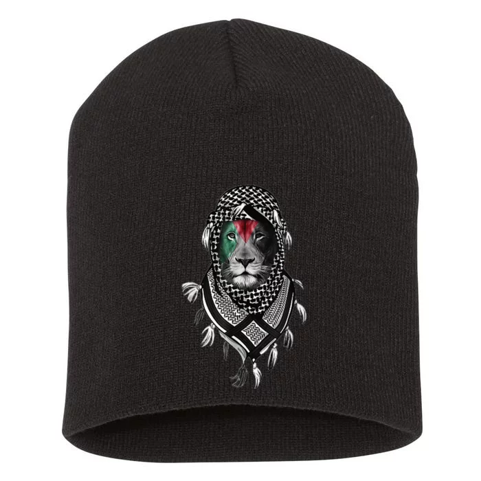 Palestinian Lion Free Palestine Free Gaza Palestine Flag Short Acrylic Beanie