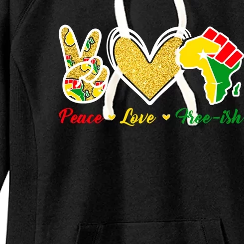 Peace Love Freegiftish Black History Eye African Juneteenth Gift Women's Fleece Hoodie