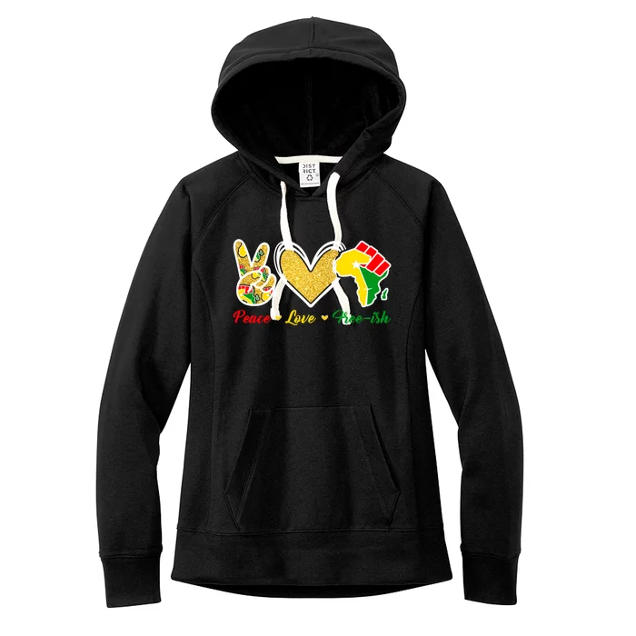 Peace Love Freegiftish Black History Eye African Juneteenth Gift Women's Fleece Hoodie