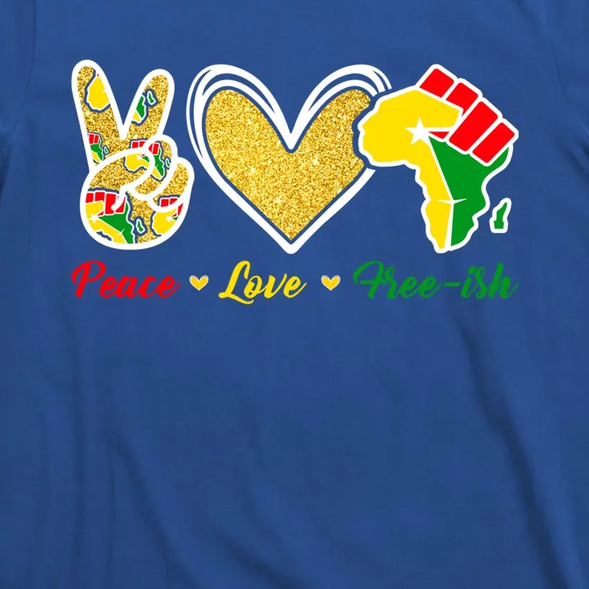 Peace Love Freegiftish Black History Eye African Juneteenth Gift T-Shirt