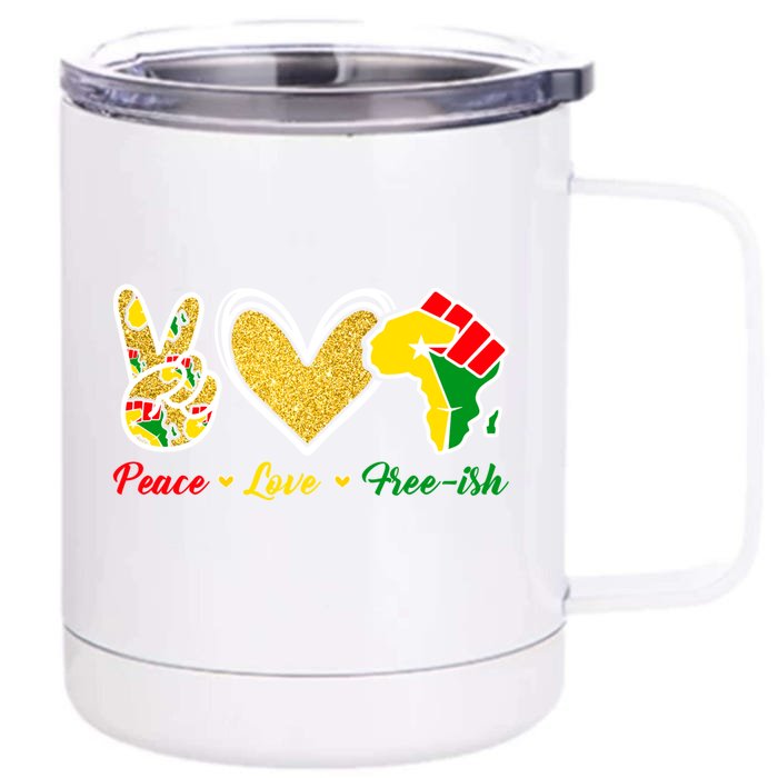 Peace Love Freegiftish Black History Eye African Juneteenth Gift Front & Back 12oz Stainless Steel Tumbler Cup