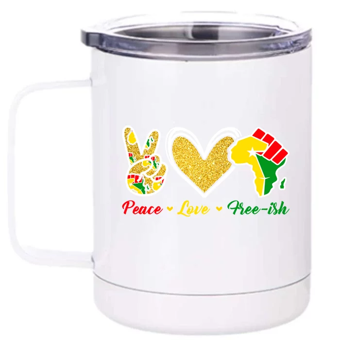 Peace Love Freegiftish Black History Eye African Juneteenth Gift Front & Back 12oz Stainless Steel Tumbler Cup