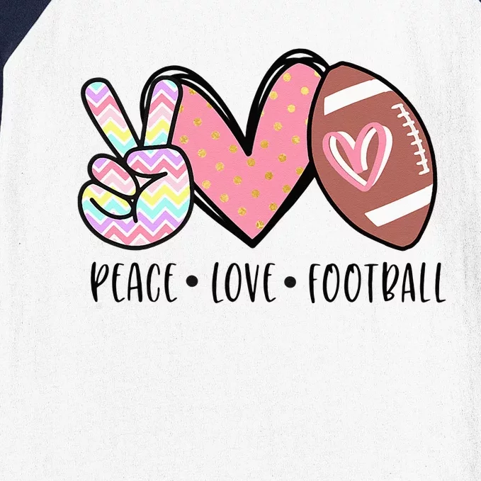 Peace Love Football Cute Design For Women Teen Baseball Sleeve Shirt