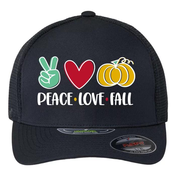 Peace Love Fall Cute Flexfit Unipanel Trucker Cap