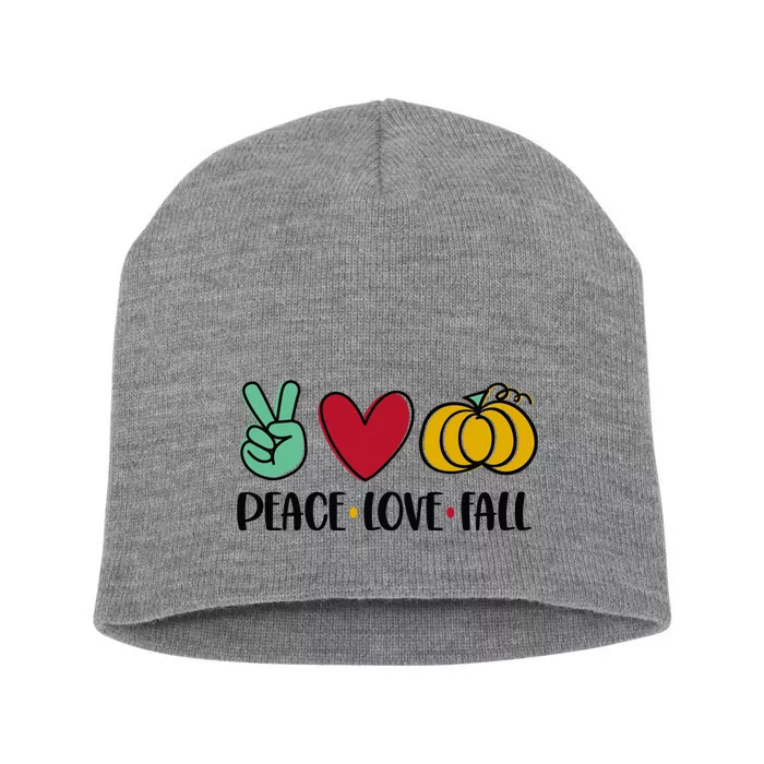 Peace Love Fall Cute Short Acrylic Beanie