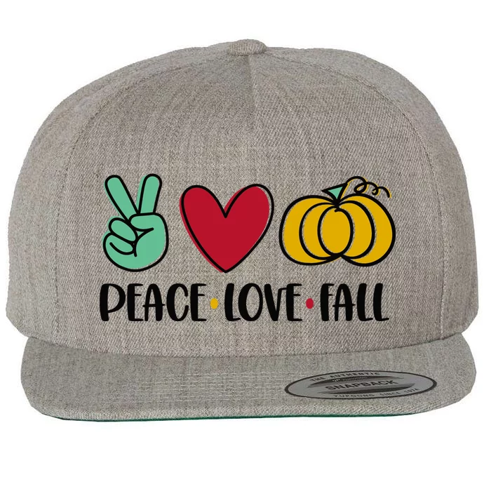 Peace Love Fall Cute Wool Snapback Cap