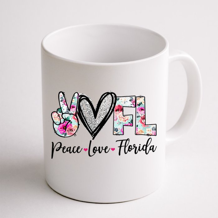 Peace Love Florida Vinatge Floral Florida Lovers Front & Back Coffee Mug