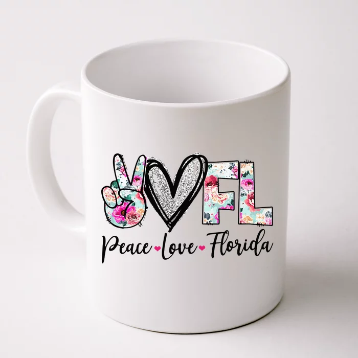 Peace Love Florida Vinatge Floral Florida Lovers Front & Back Coffee Mug