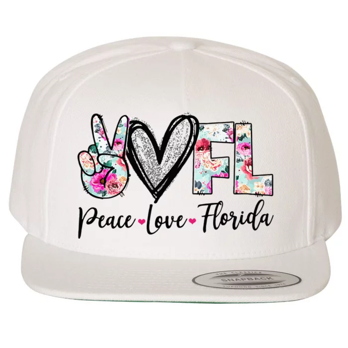 Peace Love Florida Vinatge Floral Florida Lovers Wool Snapback Cap