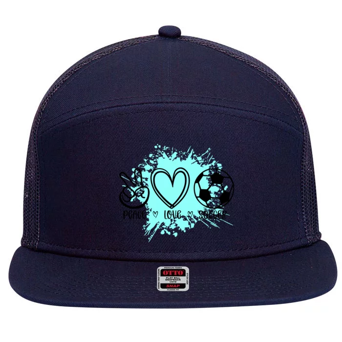 Peace Love Football Cool Gift 7 Panel Mesh Trucker Snapback Hat