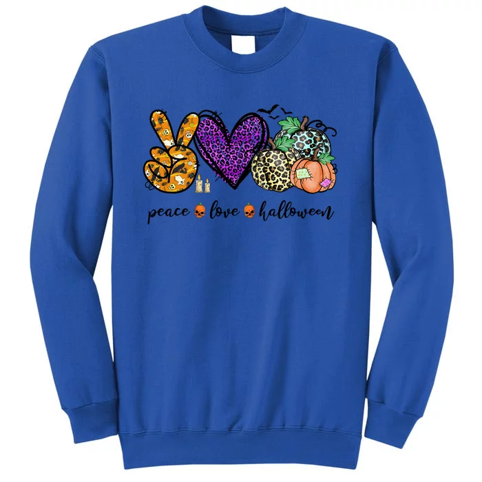 Peace Love Fall Thanksgiving Custome Pumpkin Halloween Cool Gift Tall Sweatshirt