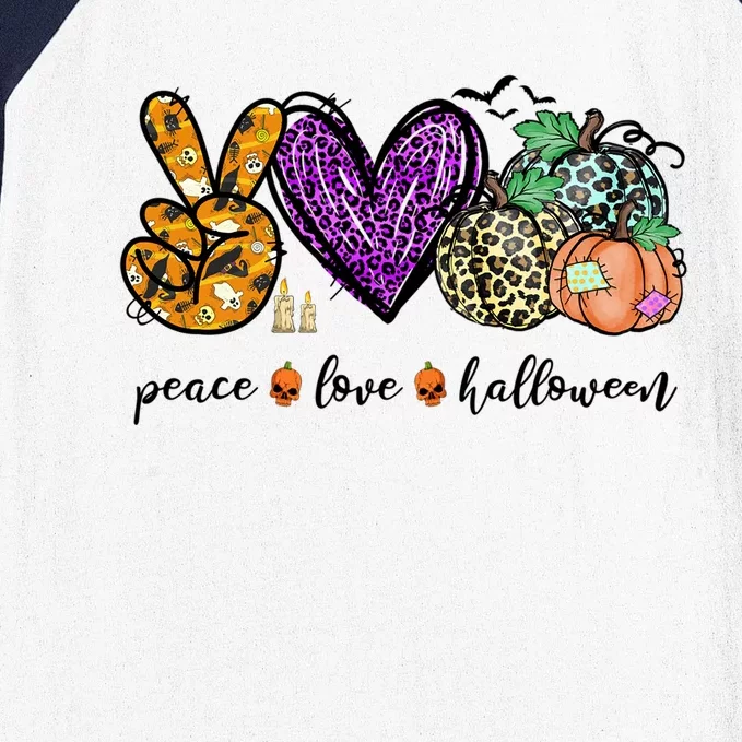 Peace Love Fall Thanksgiving Custome Pumpkin Halloween Cool Gift Baseball Sleeve Shirt