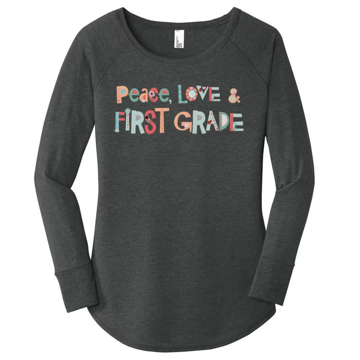 Peace Love First Grade Women's Perfect Tri Tunic Long Sleeve Shirt