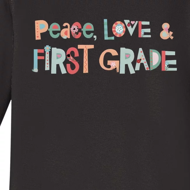 Peace Love First Grade Baby Long Sleeve Bodysuit