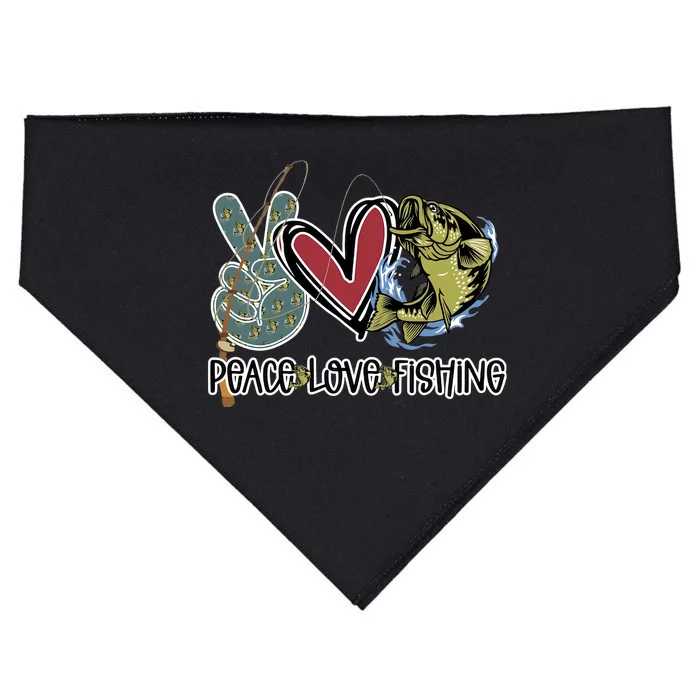 Peace Love Fishing Fisherman Fishing Lover Gift For Father Dad USA-Made Doggie Bandana