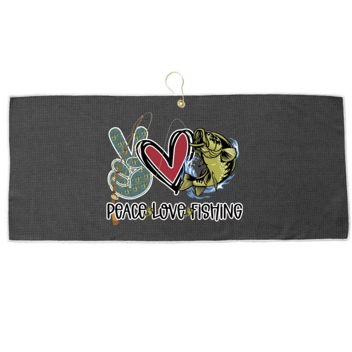 Peace Love Fishing Fisherman Fishing Lover Gift For Father Dad Large Microfiber Waffle Golf Towel