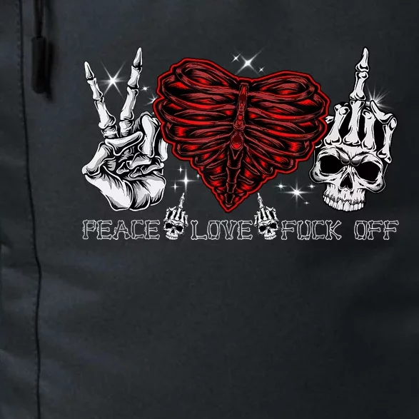 Peace Love FuckOff Skeleton Hand Half Heart Half Skull Daily Commute Backpack