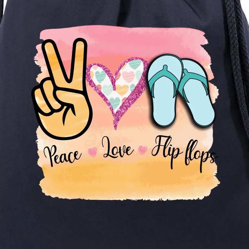 Peace Love Flip Flops Funny Hello Summer Vibes Beach Vacay Cute Gift Drawstring Bag